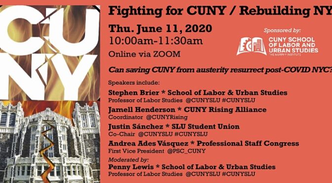 Virtual Event: Fighting for CUNY/Rebuilding NYC (6/11)